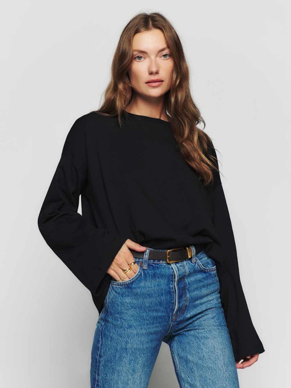 Reformation Black Long Sleeve Tee